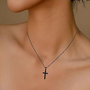 14K Gold Plated Cross Necklace Dainty Faith Pendant Women Gift
